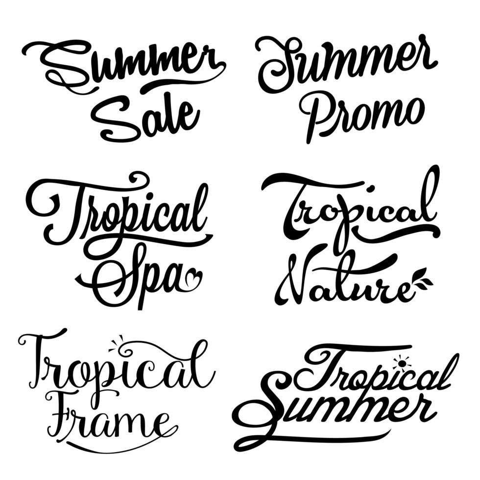 zomeruitverkoop en tropische belettering vector