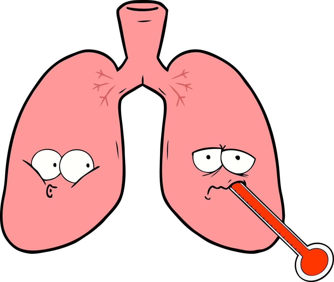 tekenfilm ongezond longen vector