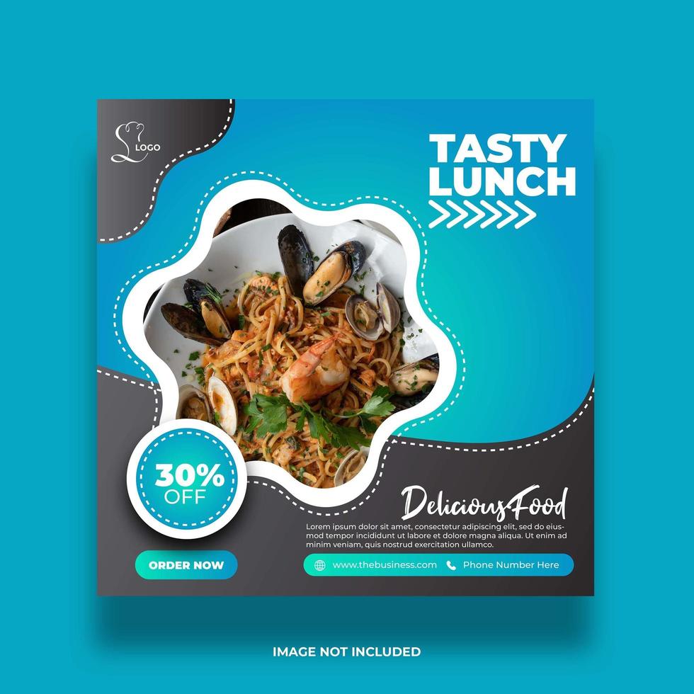 restaurant eten smakelijke lunch sociale media banner voor post vector