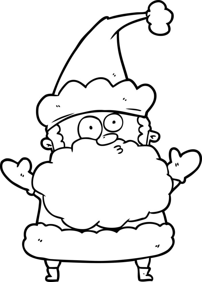 lijn tekening van een verward de kerstman claus schouderophalend schouders vector