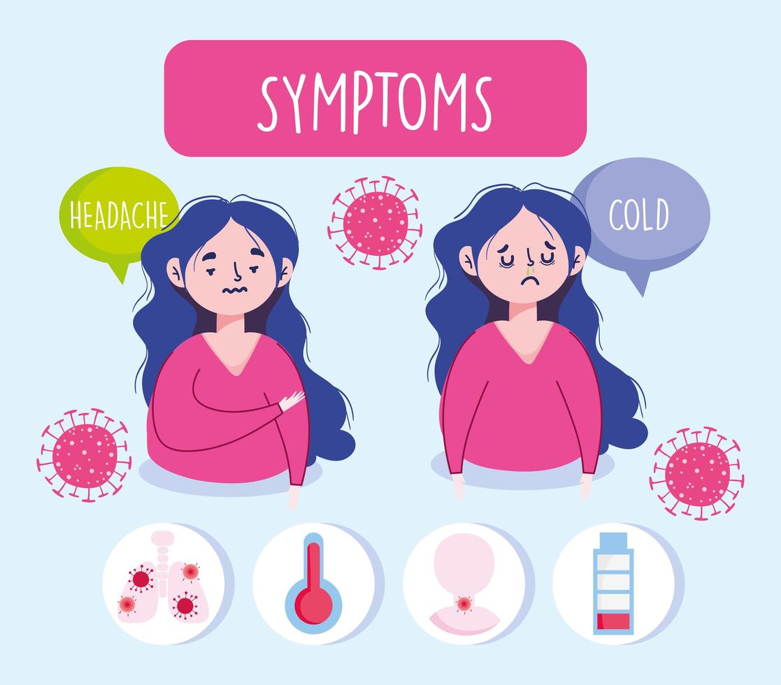 vrouw met virale symptomen infographic vector