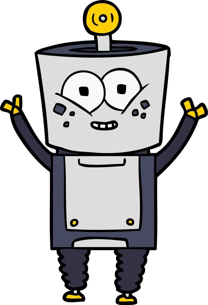 gelukkig tekenfilm robot golvend Hallo vector