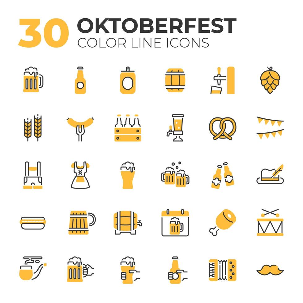 set van oktoberfest gerelateerde pictogrammen vector