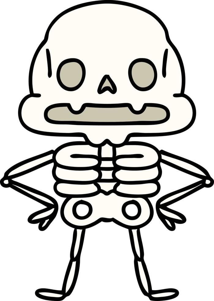 tekenfilm spookachtig skelet van ongeëvenaard vertrouwen vector