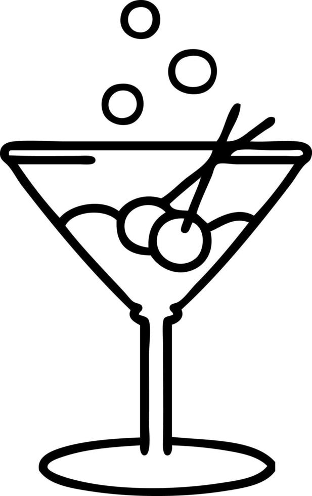 lijn tekening van een cocktail in een glas vector