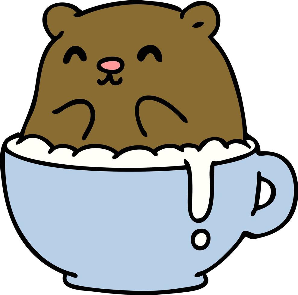 tekenfilm van een weinig beer za in uw latte helaas vector