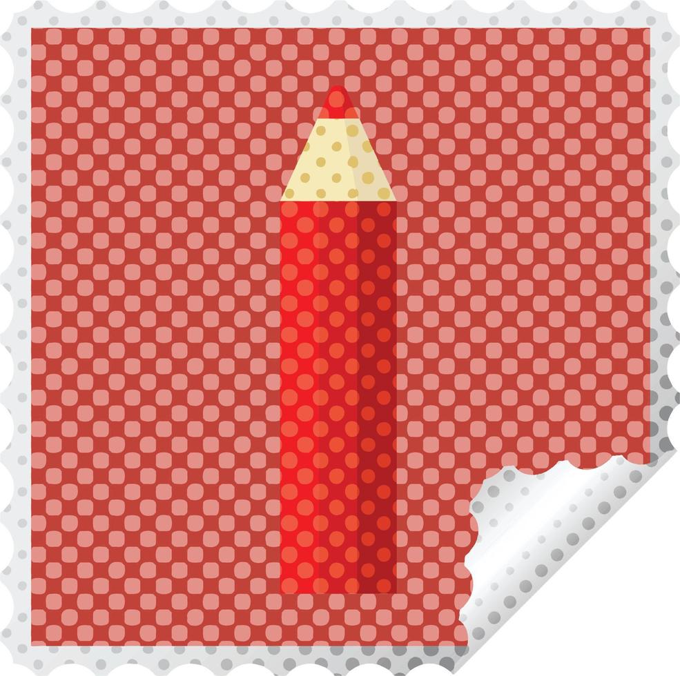 rood kleur potlood grafisch plein sticker postzegel vector