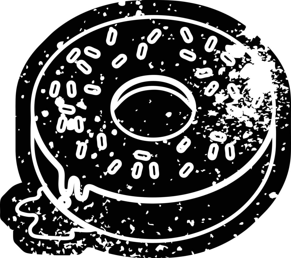 verontrust effect vector icoon illustratie van een smakelijk bevroren donut
