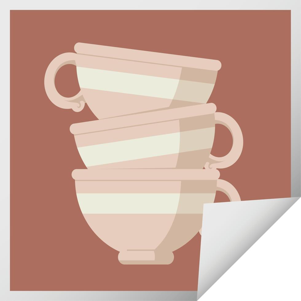 stack van cups grafisch vector illustratie plein sticker