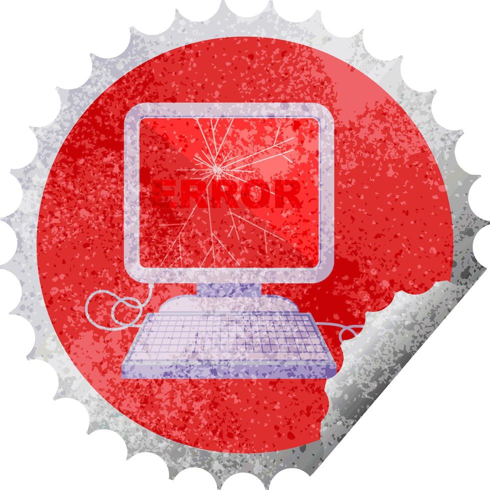 gebroken computer grafisch vector illustratie ronde sticker postzegel