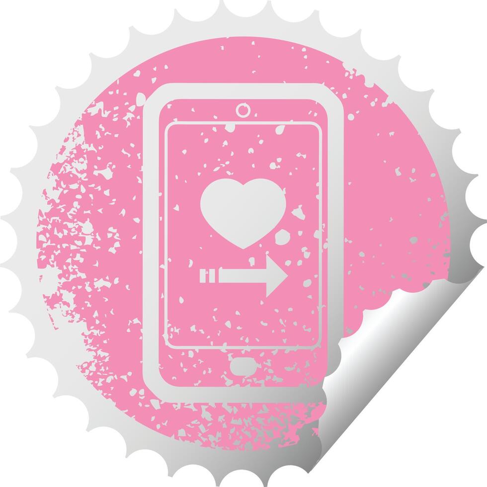 dating app Aan cel telefoon grafisch verontrust sticker illustratie icoon vector