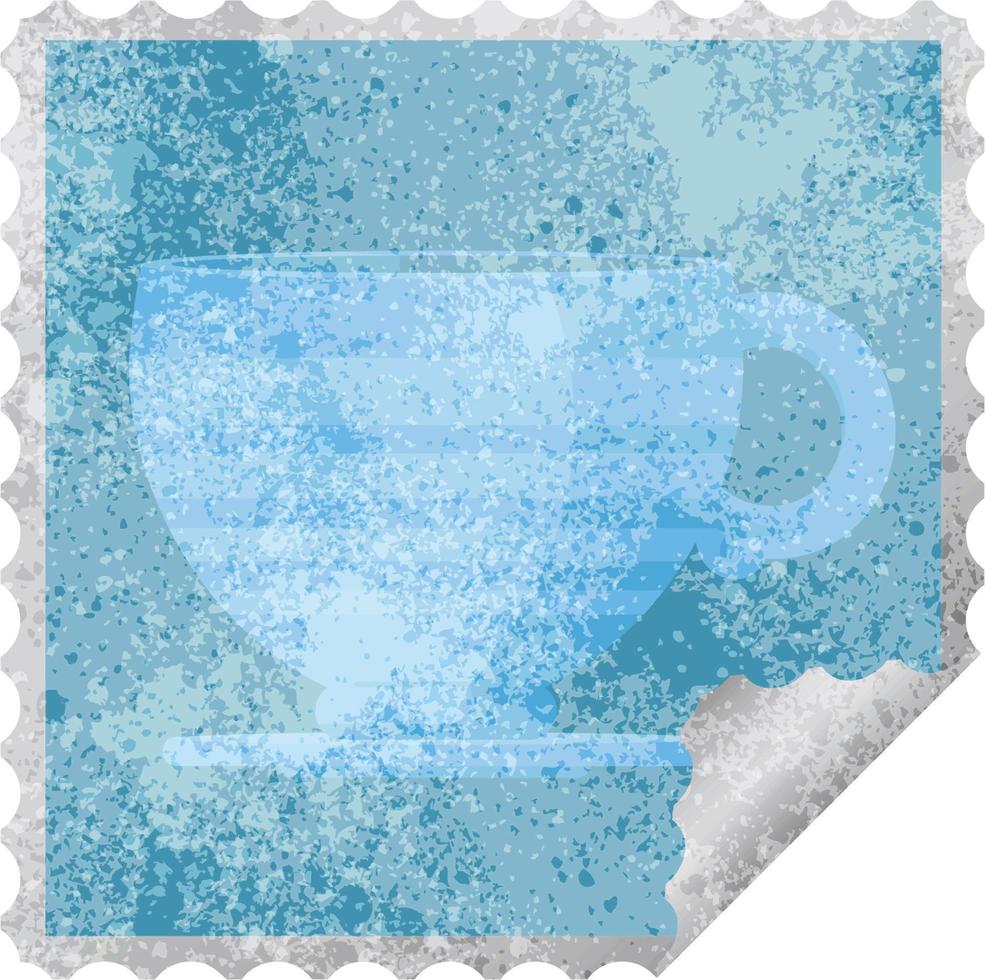 koffie kop grafisch plein sticker postzegel vector