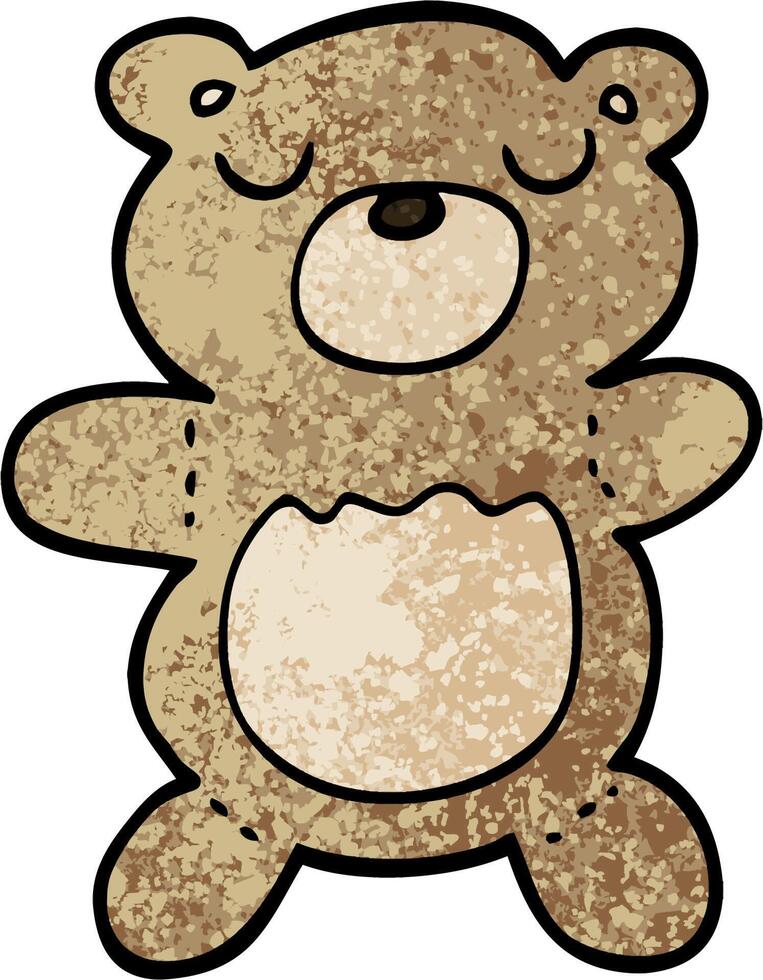 grunge getextureerde illustratie tekenfilm teddy beer vector