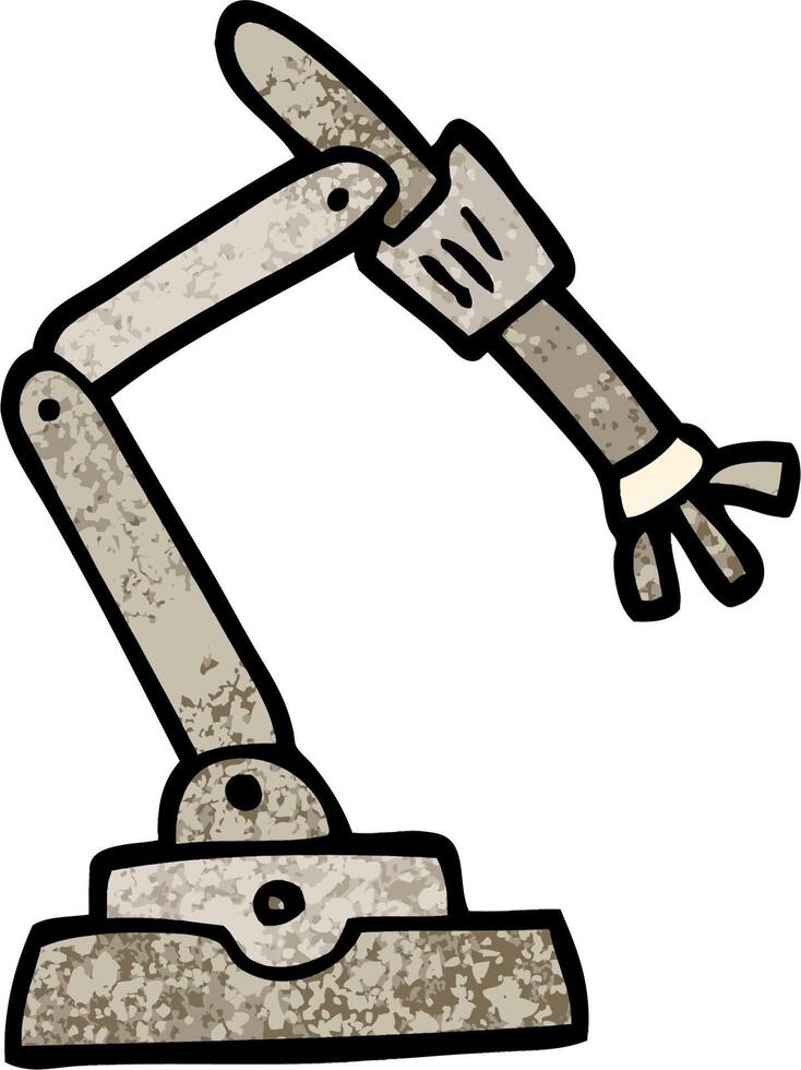 grunge getextureerde illustratie tekenfilm robot hand- vector