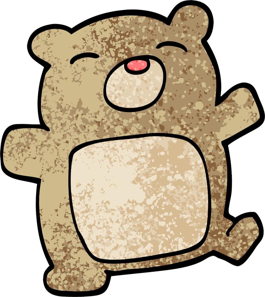 grunge getextureerde illustratie tekenfilm teddy beer vector