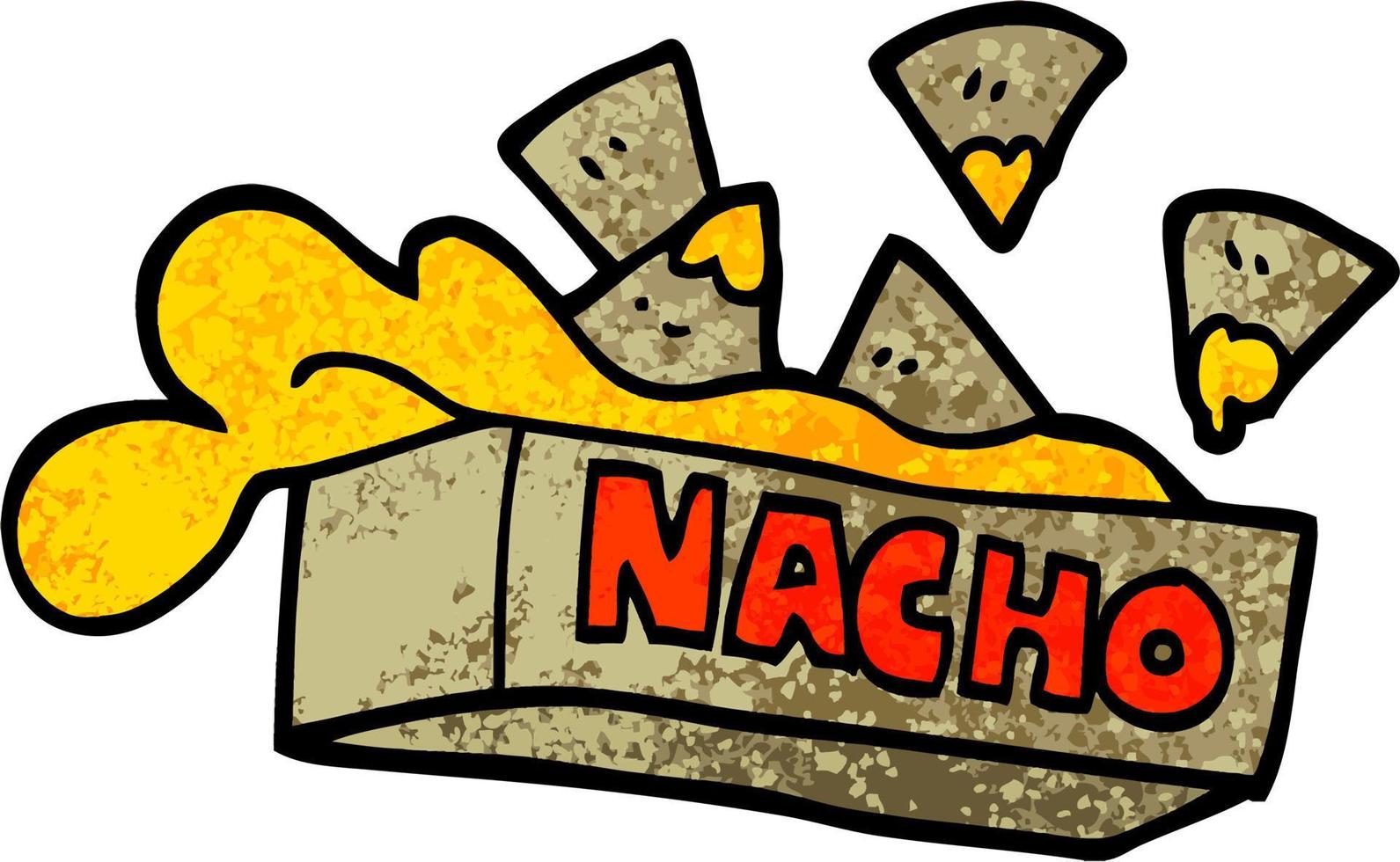 grunge getextureerde illustratie tekenfilm nacho doos vector