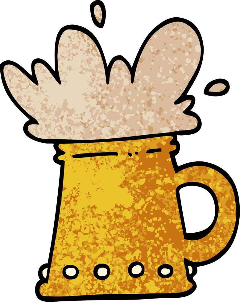grunge getextureerde illustratie tekenfilm bier kroes vector