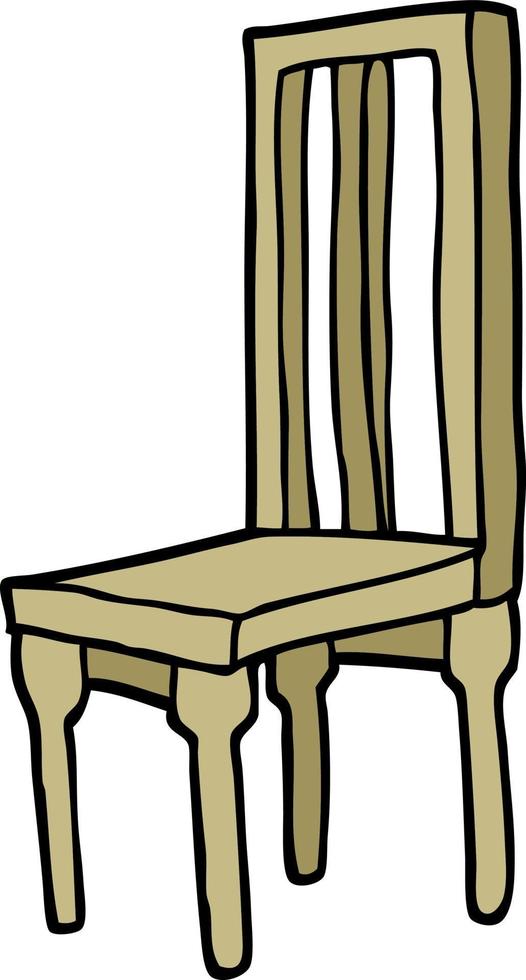 hand- getrokken tekening stijl tekenfilm houten stoel vector