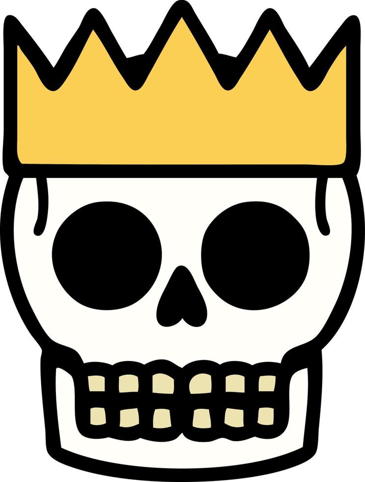 traditioneel tatoeëren van een schedel en kroon vector