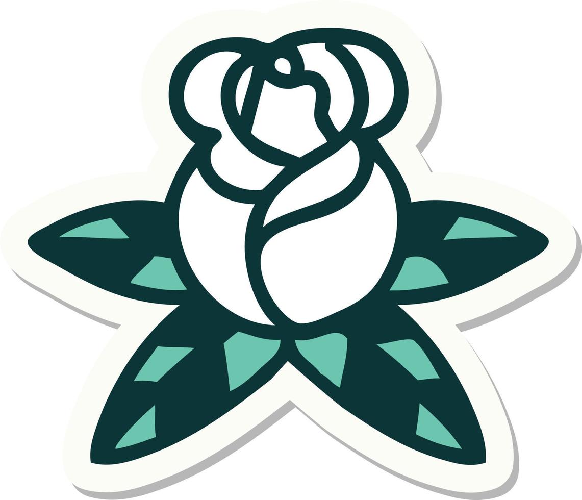 sticker van tatoeëren in traditioneel stijl van een single roos vector