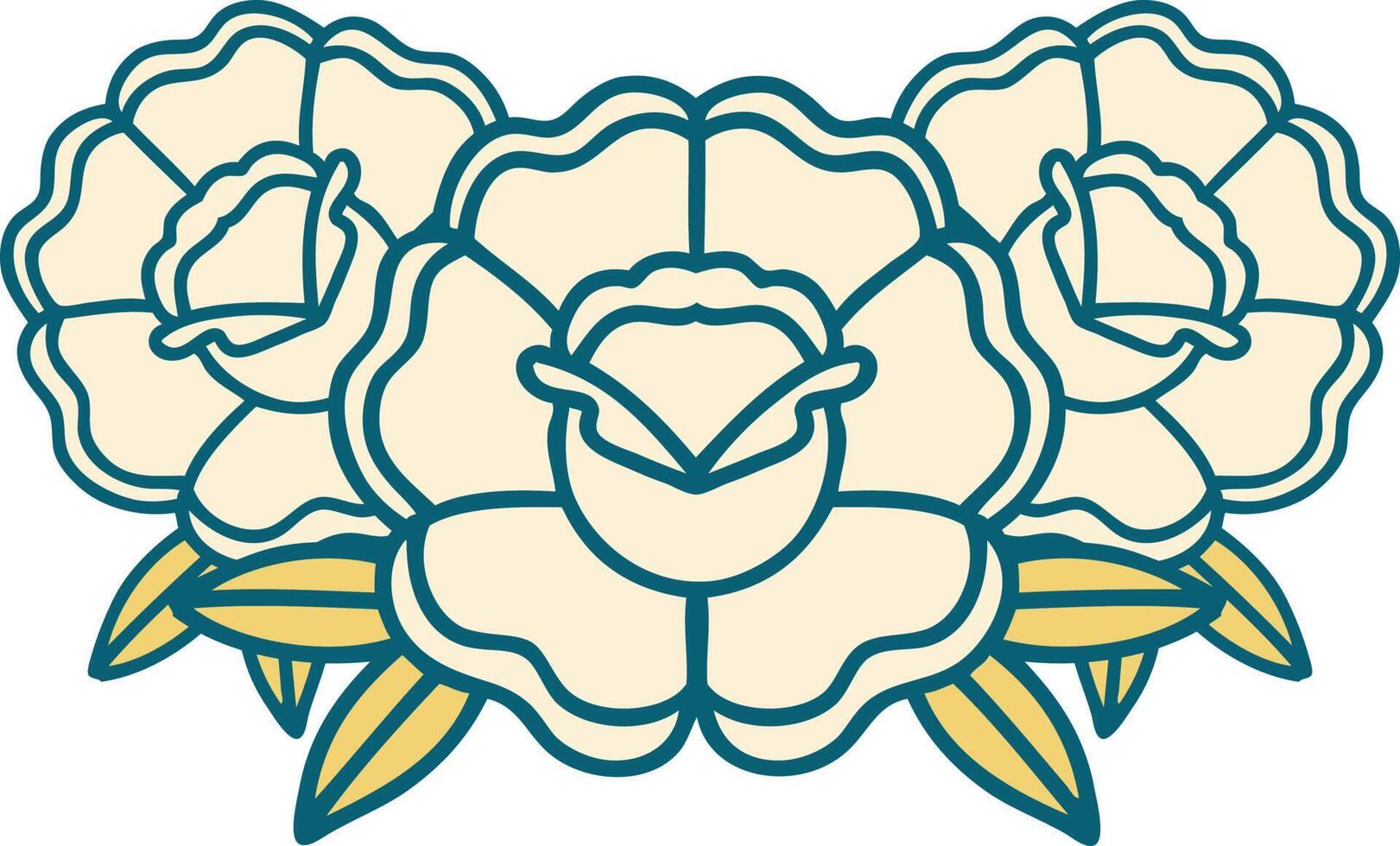 iconisch tatoeëren stijl beeld van een boeket van bloemen vector