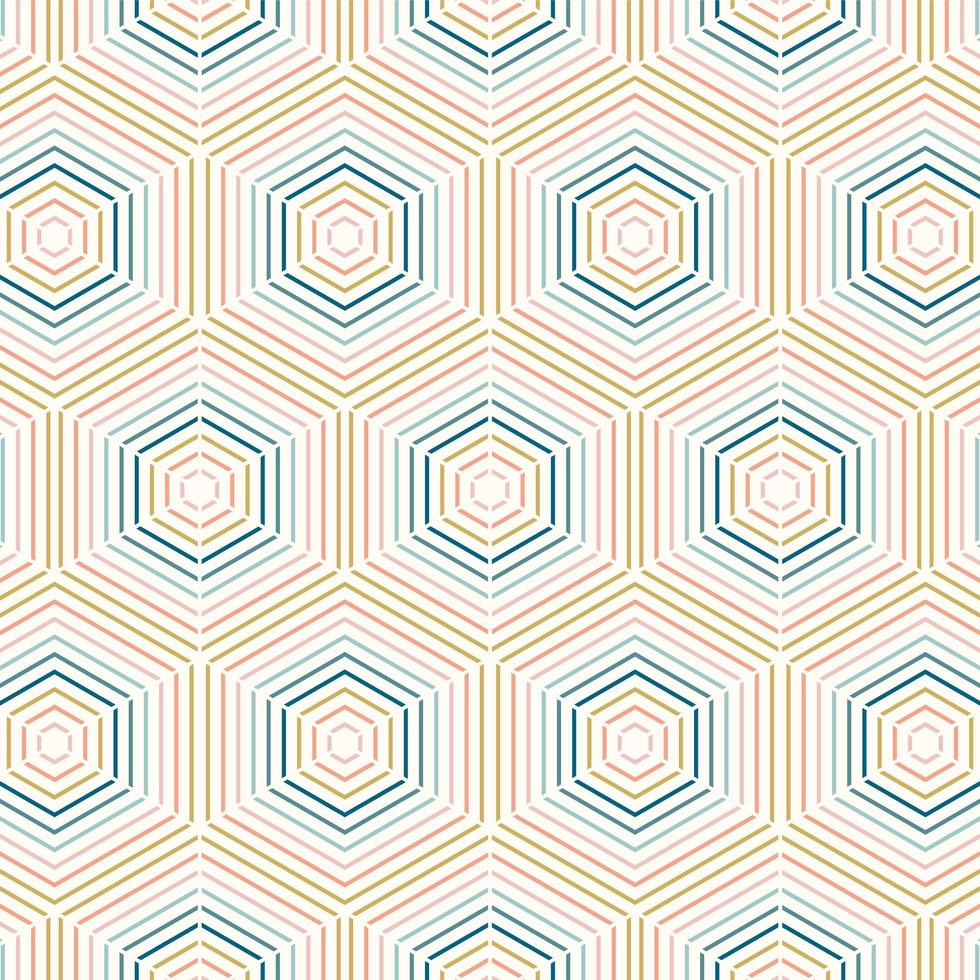 geometrische kleurrijke zeshoek naadloze lijnpatroon vector