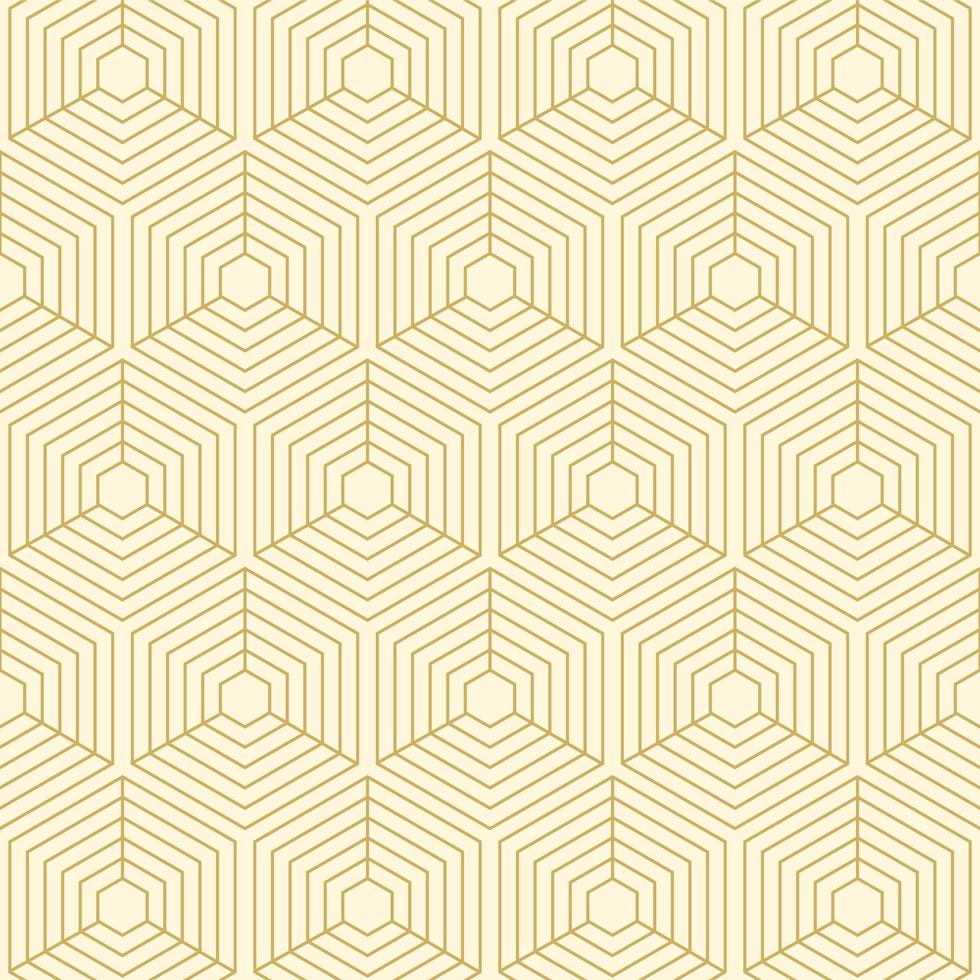 geometrische gouden lijn kubussen naadloze patroon vector