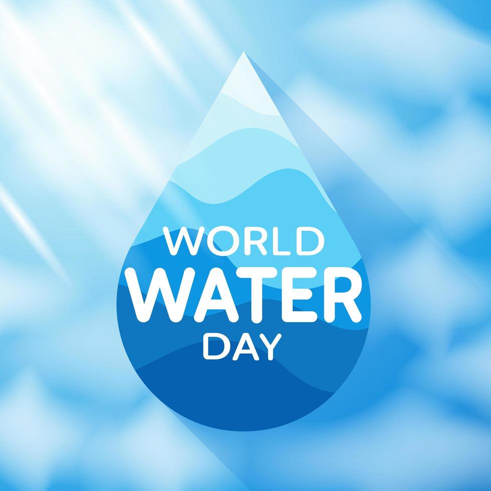 wereld water dag poster met waterdruppel en tekst vector