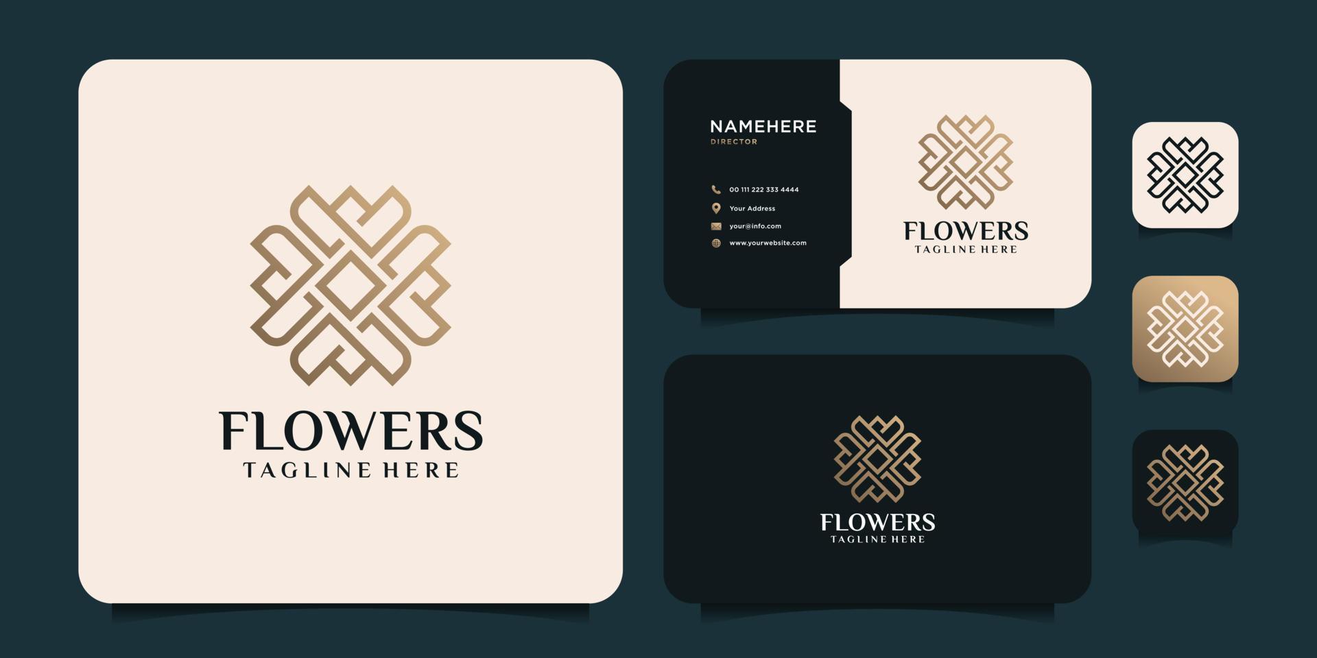 goud vrouwelijk winkel bloem salon spa logo vector ontwerp