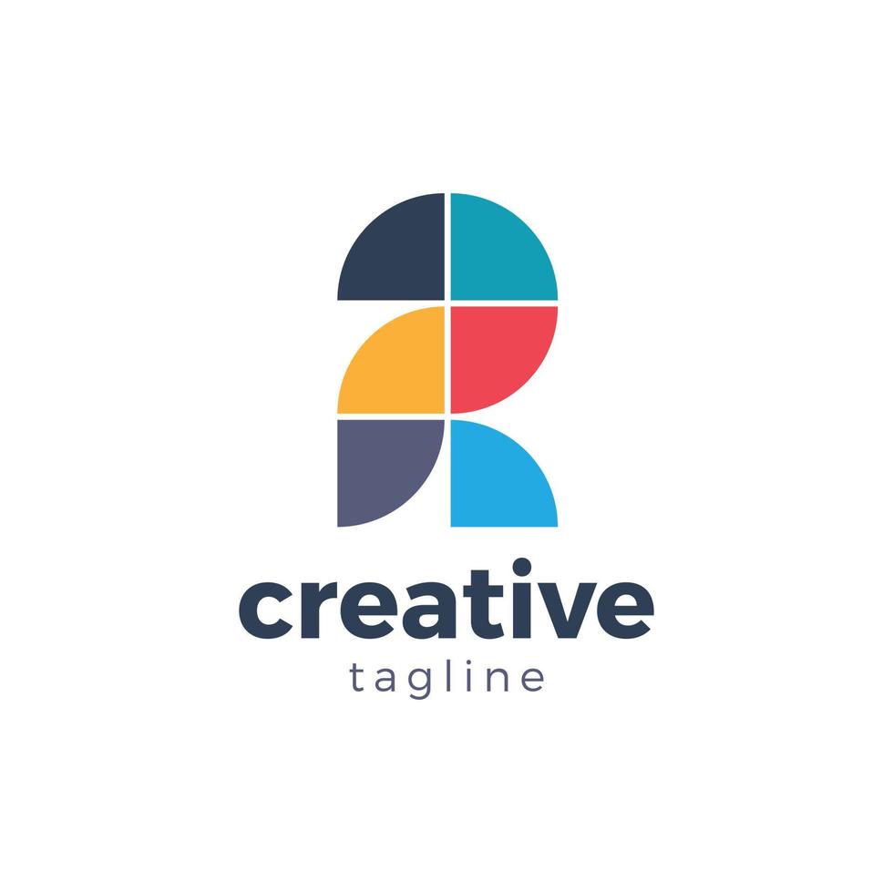 abstract gemakkelijk tegels brief r logo vorm ontwerp vector