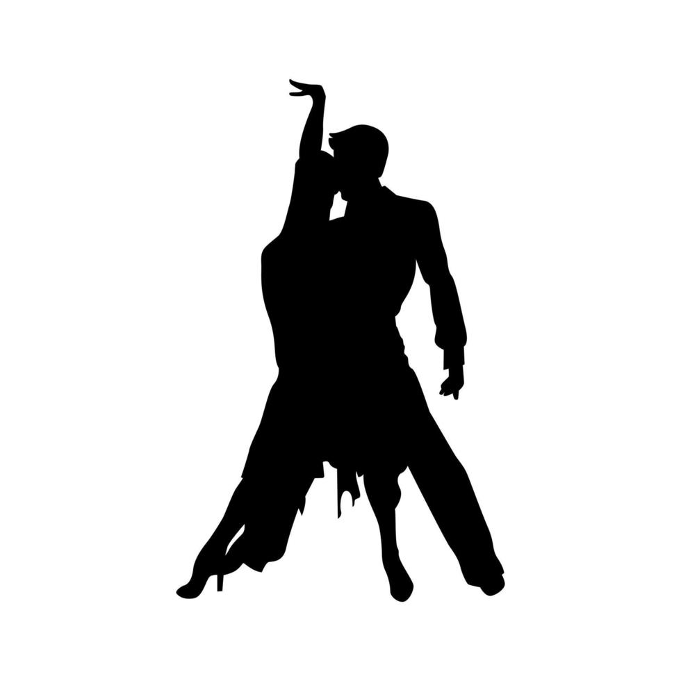 een paar van balzaal dansers. vrouw en Mens dansen. vector silhouetten van dansers. geïsoleerd illustratie.