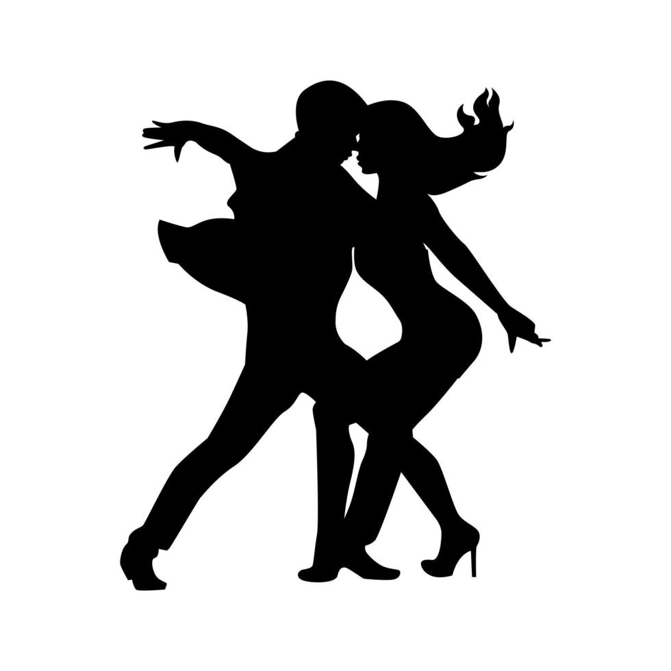 een paar van balzaal dansers. vrouw en Mens dansen. vector silhouetten van dansers. geïsoleerd illustratie.