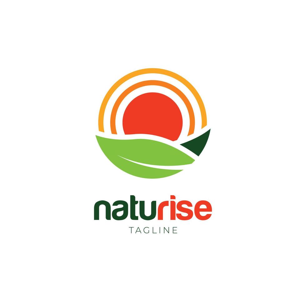 boerderij natuur zon stijgen logo ontwerp vector
