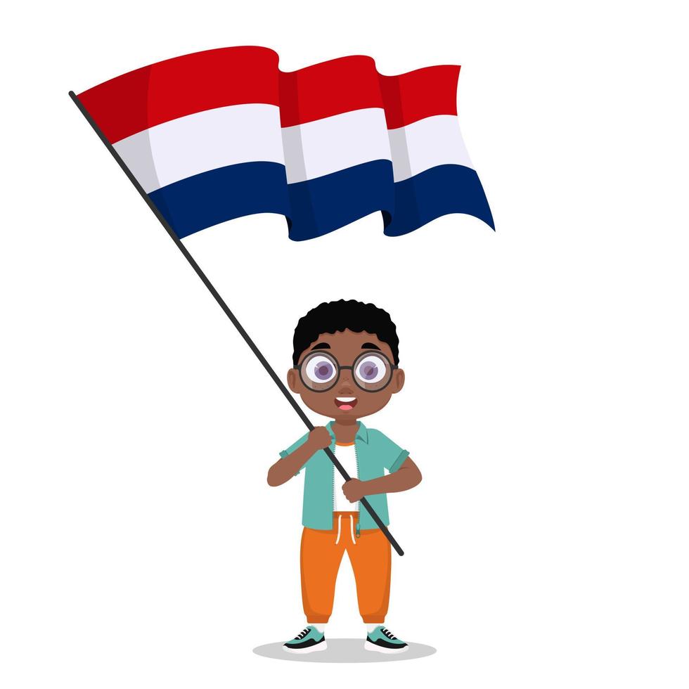 kind met de vlag van de Nederland vector