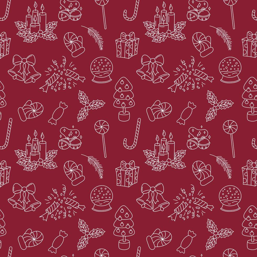 Kerstmis doodles patroon. vector naadloos achtergrond met schets hand- getrokken Kerstmis vakantie elementen. Kerstmis ontwerp voorwerpen. tekening herhaling illustratie