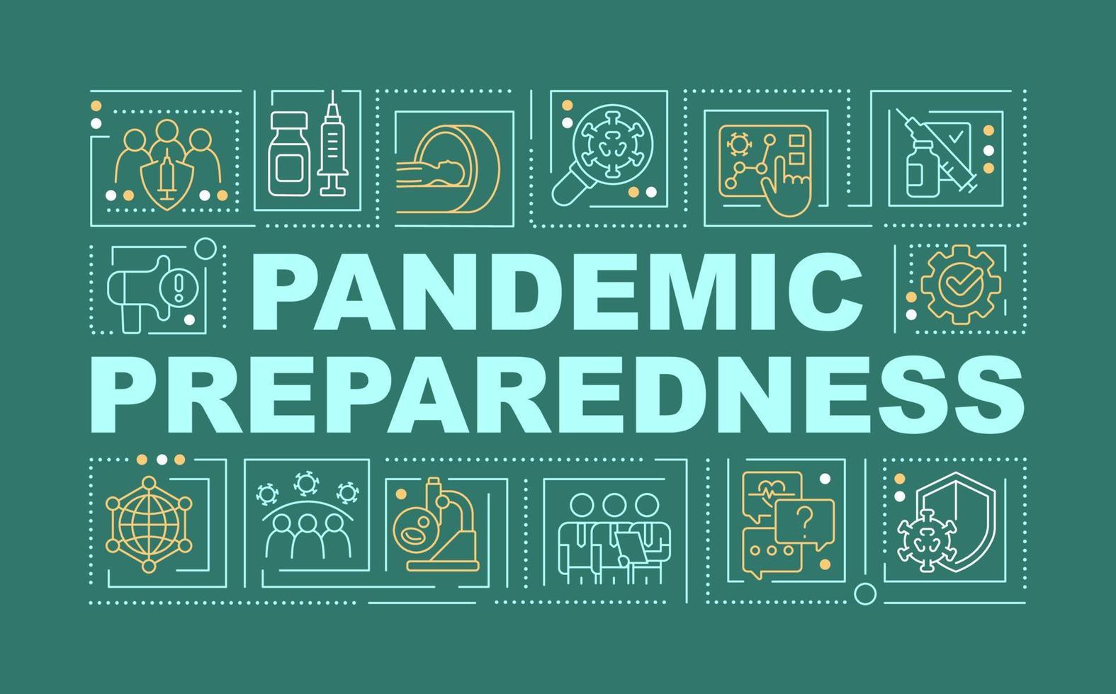 pandemisch paraatheid woord concepten donker groen spandoek. worstelen virus. infographics met bewerkbare pictogrammen Aan kleur achtergrond. geïsoleerd typografie. vector illustratie met tekst.