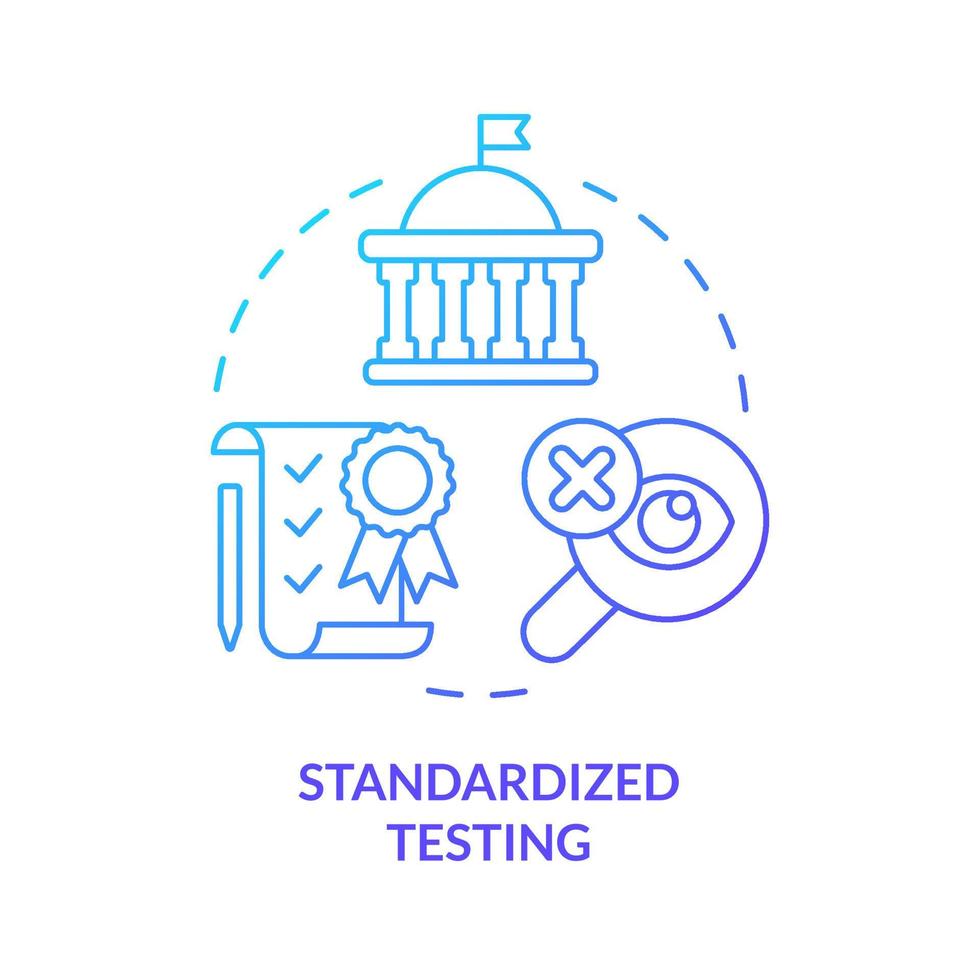 gestandaardiseerd testen blauw helling concept icoon. geadministreerd examens. majoor onderwijs kwestie abstract idee dun lijn illustratie. geïsoleerd schets tekening. vector