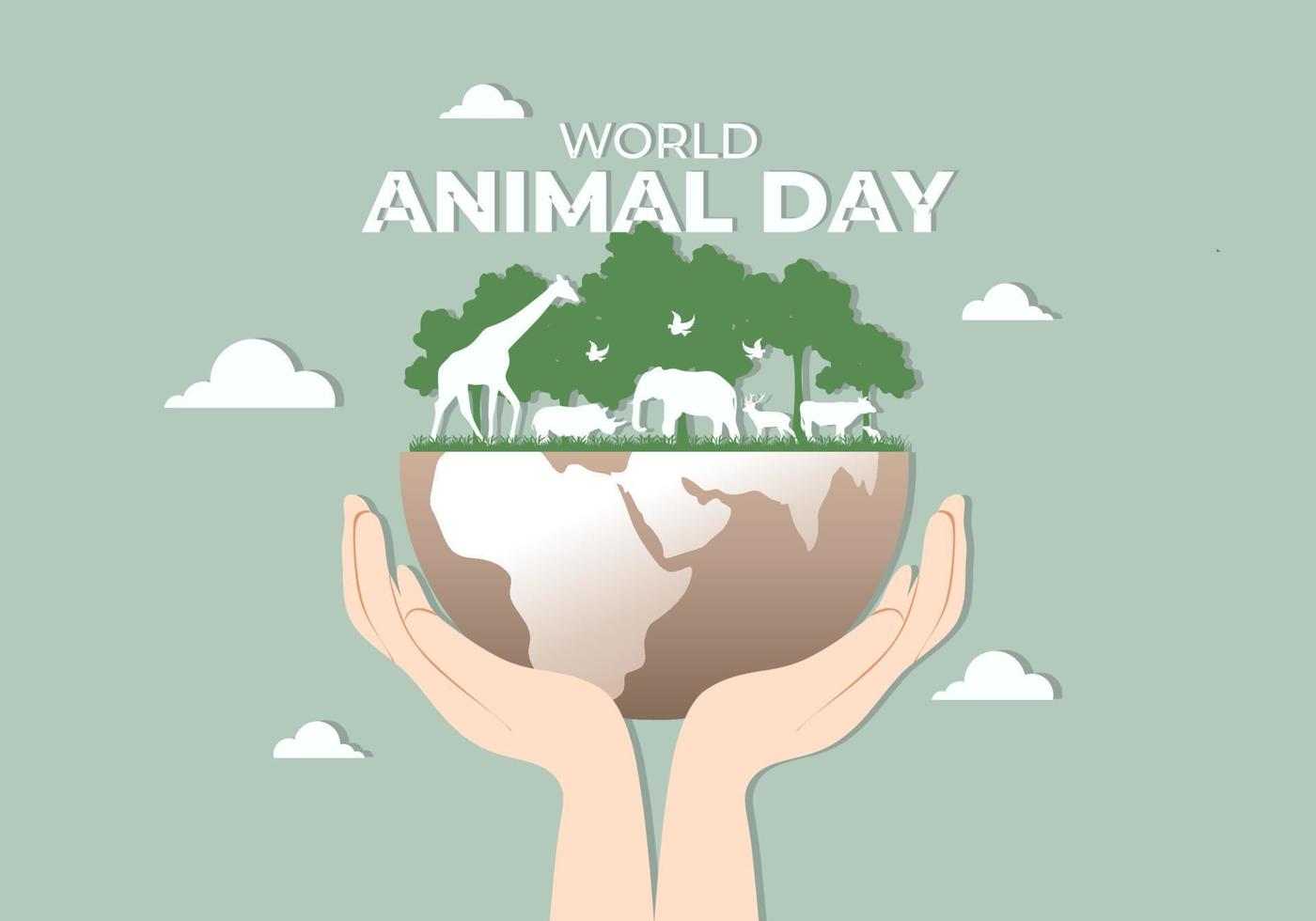 wereld dier dag met dier in Woud aarde Aan hand- Aan oktober 4. vector