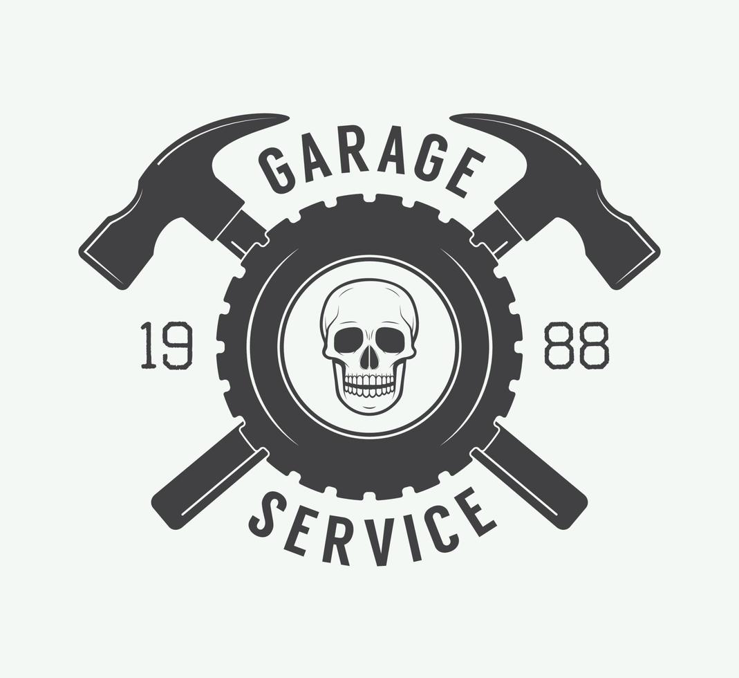 monteur auto garage embleem of logo vector