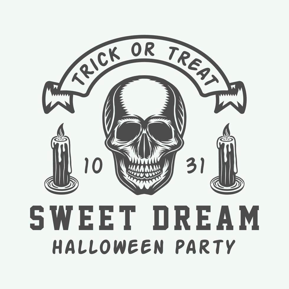 wijnoogst retro halloween logo, embleem, insigne, label, markering, patch monochroom grafisch kunst illustratie vector