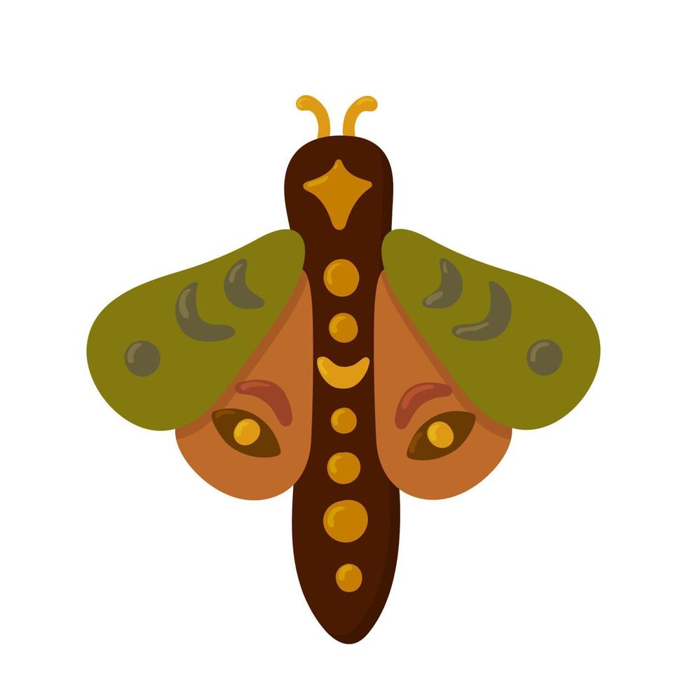 hemel- vlinder vector illustratie. mystiek mot met maan. magie insect geïsoleerd. esoterisch alchimie symbool voor poster, kaart, t overhemd afdrukken, sticker.