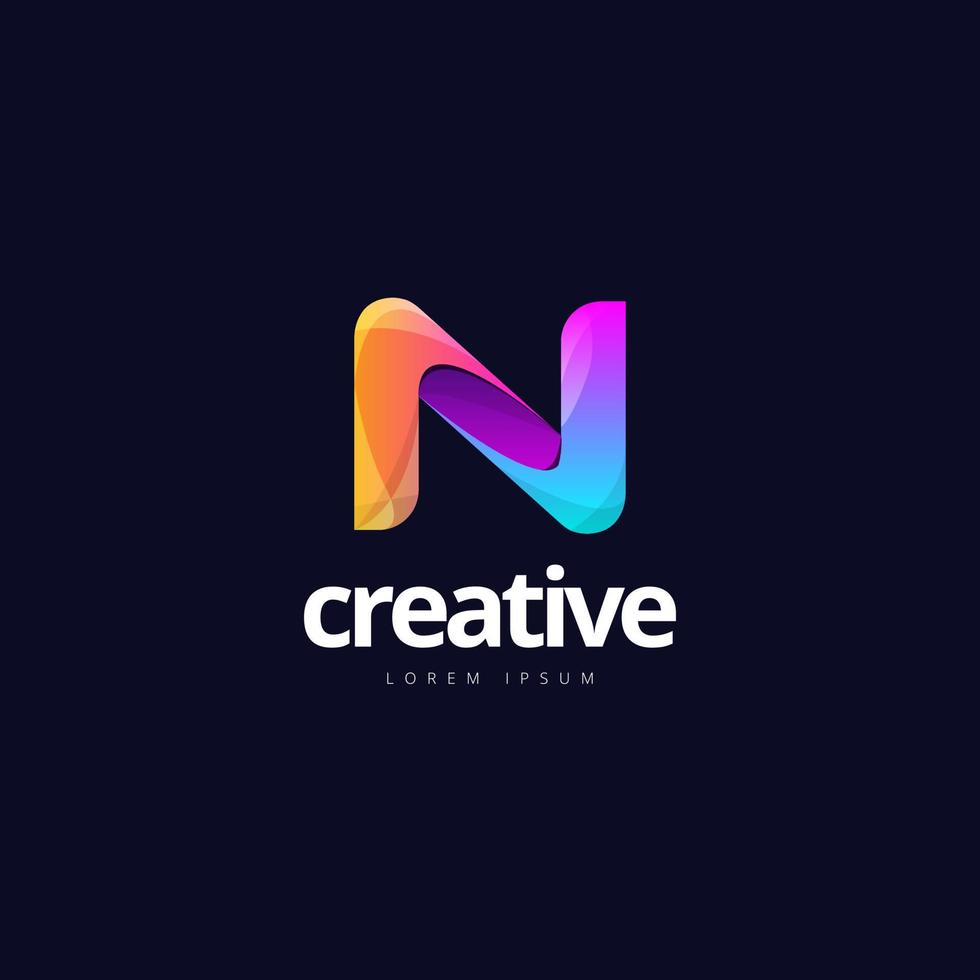 levendig modieus kleurrijk creatief brief n logo vector