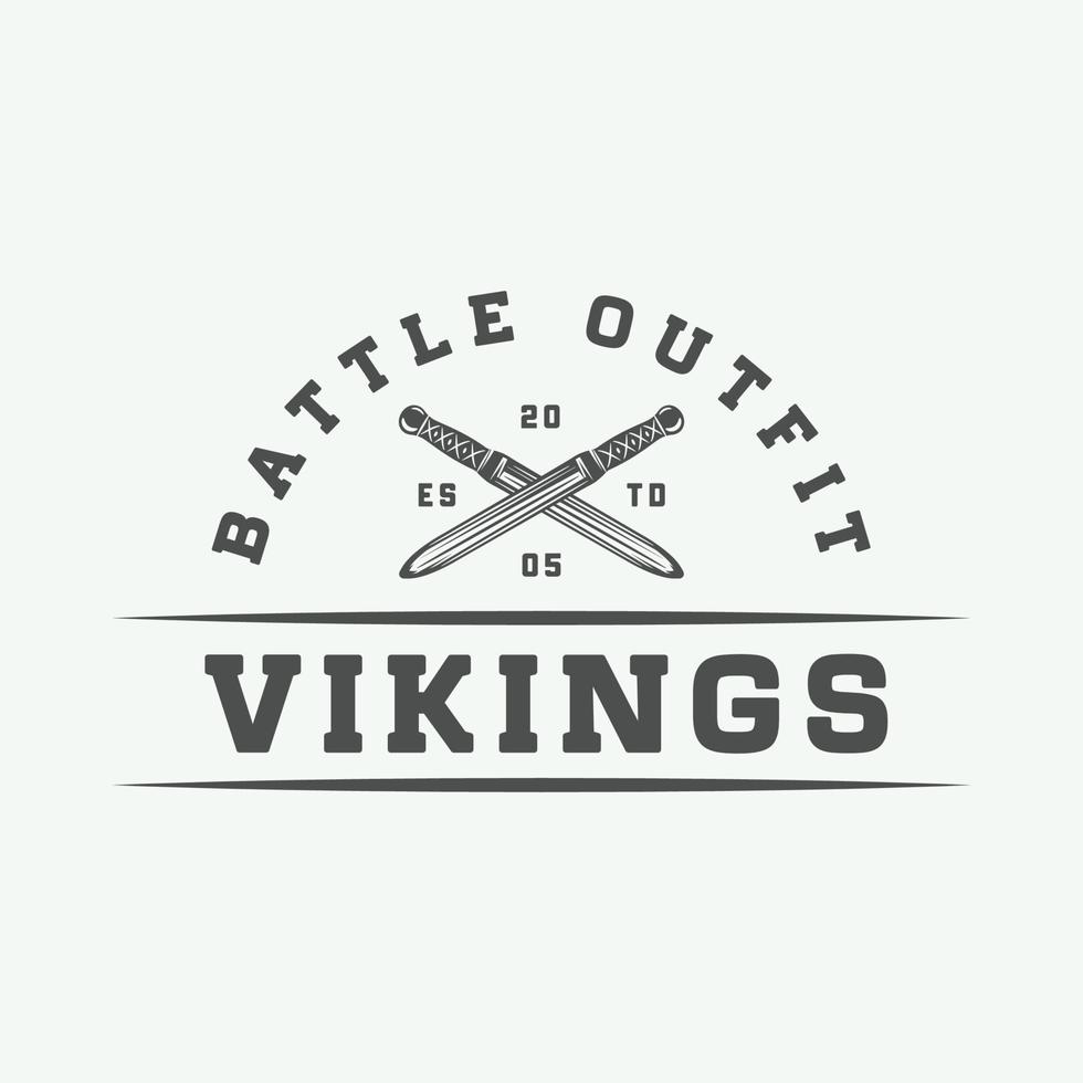 wijnoogst vikingen logo, label, embleem, insigne in retro stijl met citaat. monochroom grafisch kunst. vector illustratie.