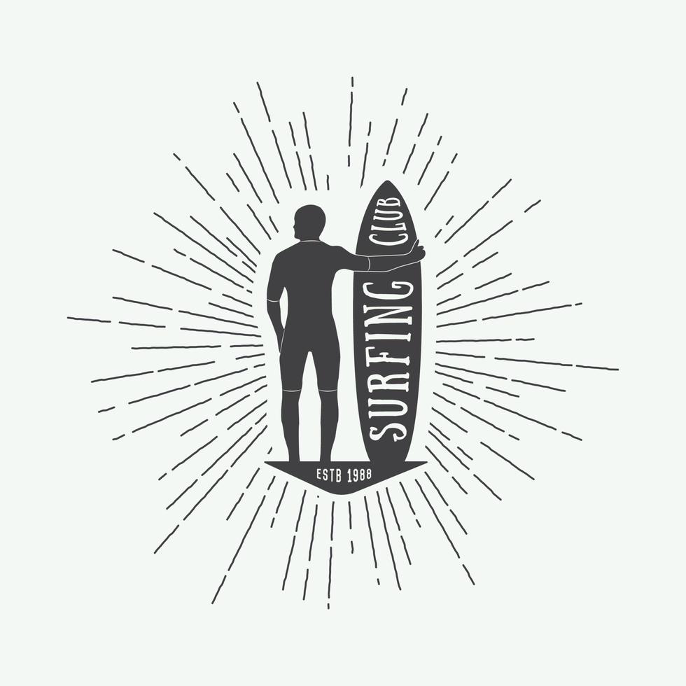 surfing logo, etiket of kenteken. vector illustratie
