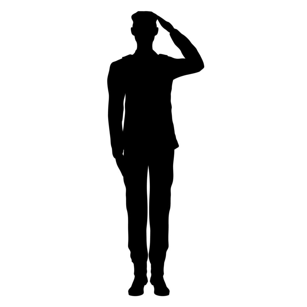 officier saludaterend silhouet vector