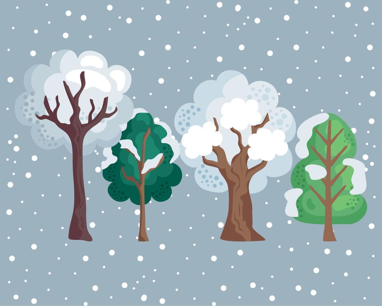 winterseizoen bomen vector