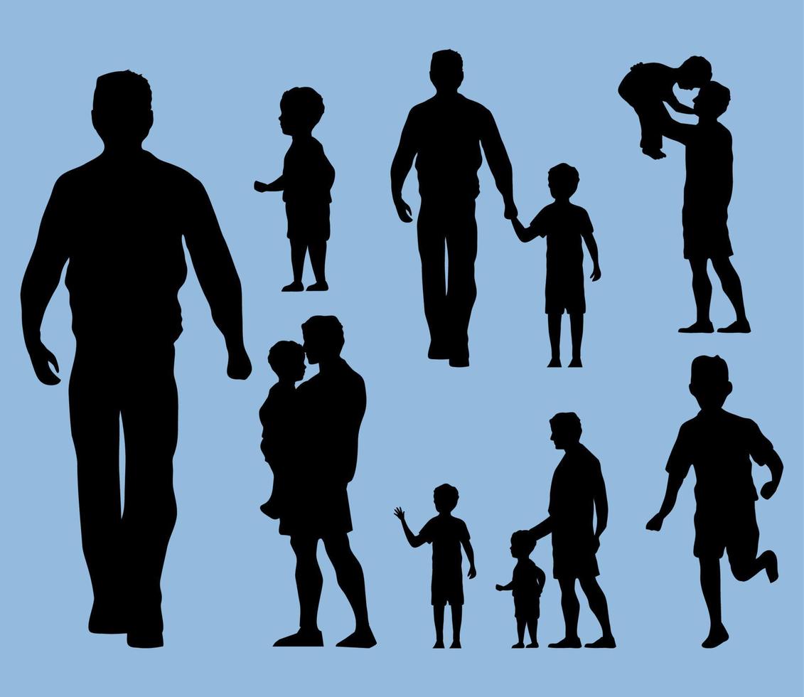 vaders en kinderen silhouetten vector