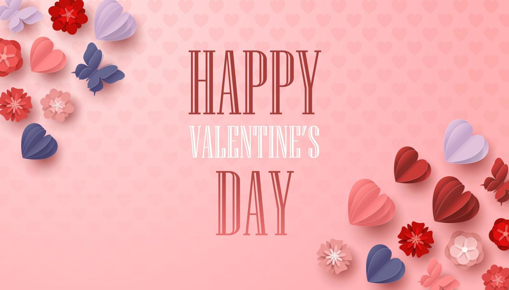 gelukkig valentijnsdag dag papier besnoeiing stijl met kleurrijk hart vorm in roze achtergrond vector