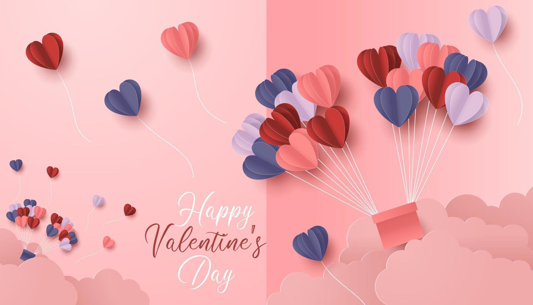 gelukkig valentijnsdag dag papier besnoeiing stijl met kleurrijk hart vorm in roze achtergrond vector