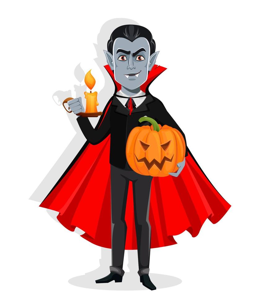 gelukkig halloween. knap tekenfilm vampier vector
